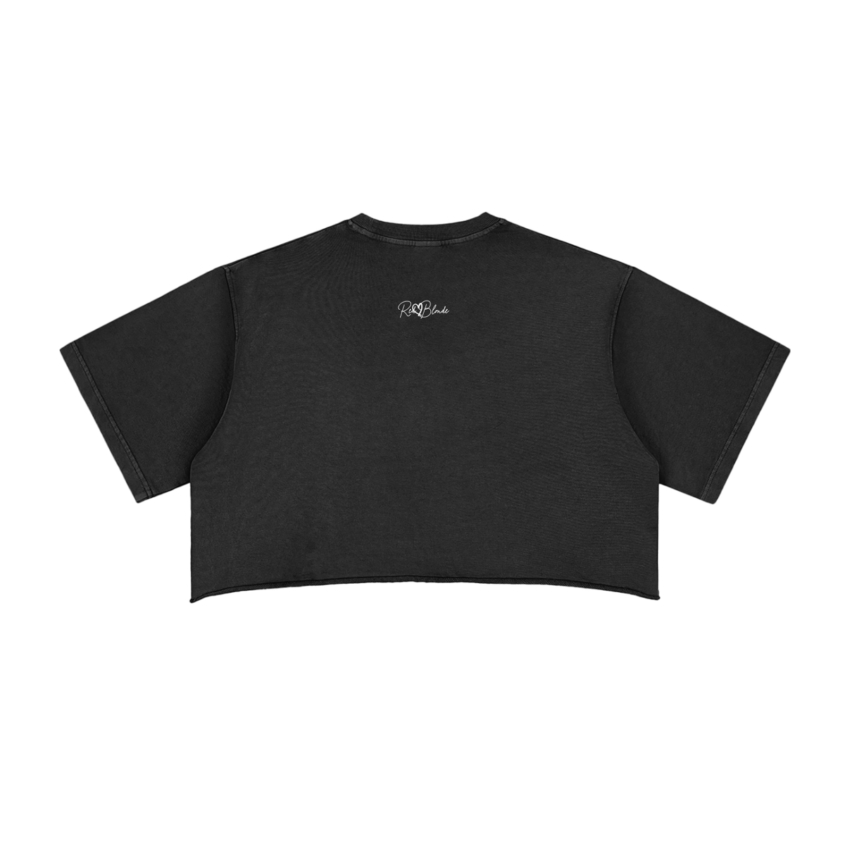Black crop top on a white background