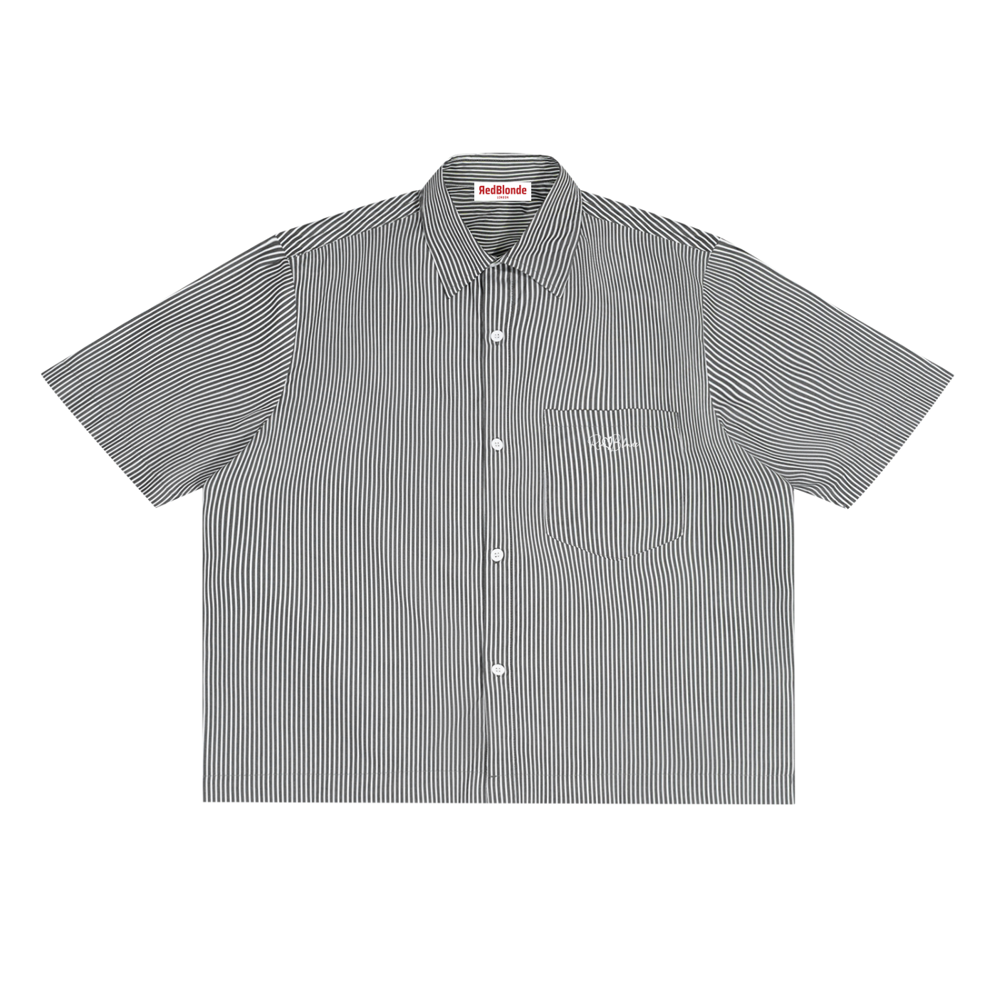 Striped shirt with brand logo on a white background