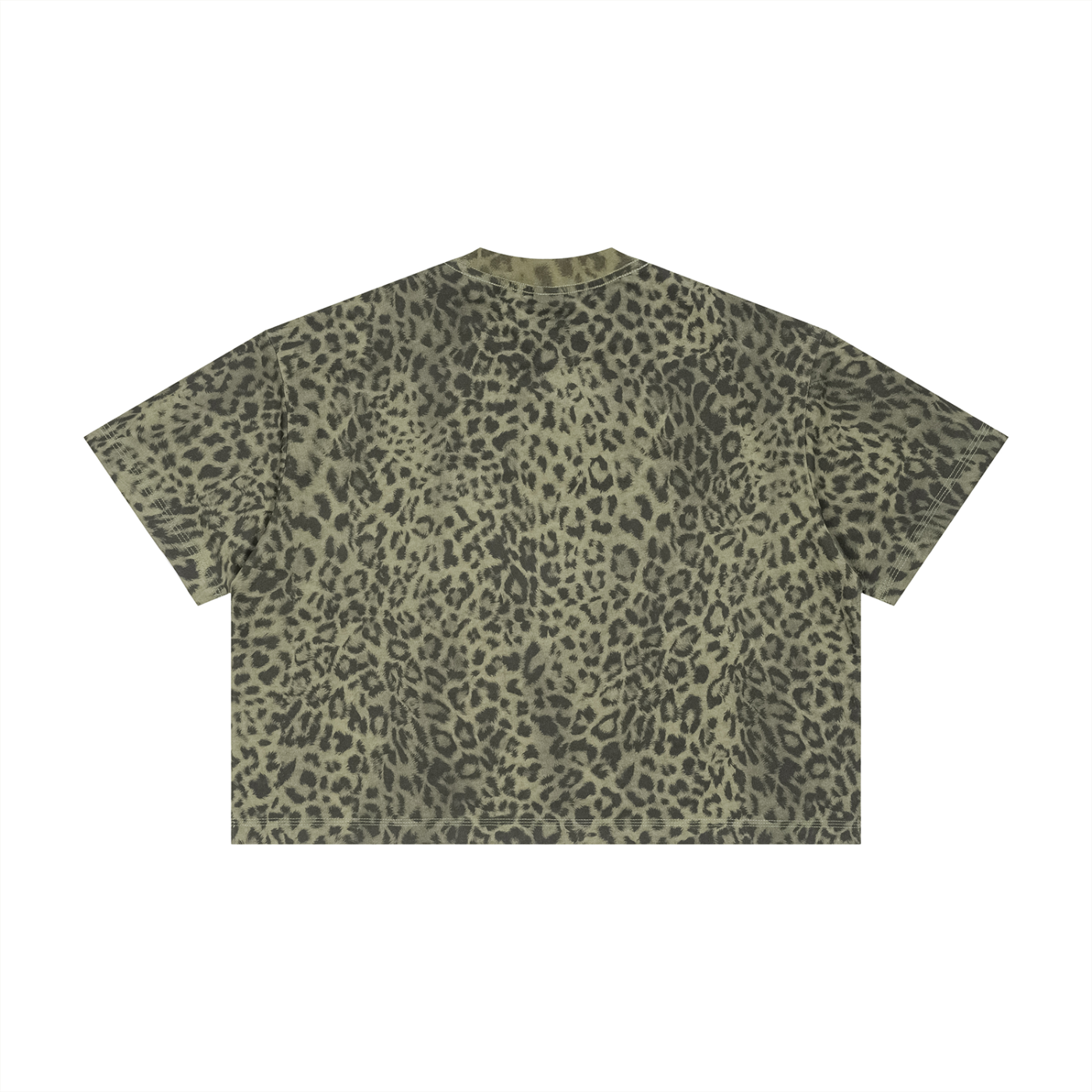 Green leopard print t-shirt on a white background